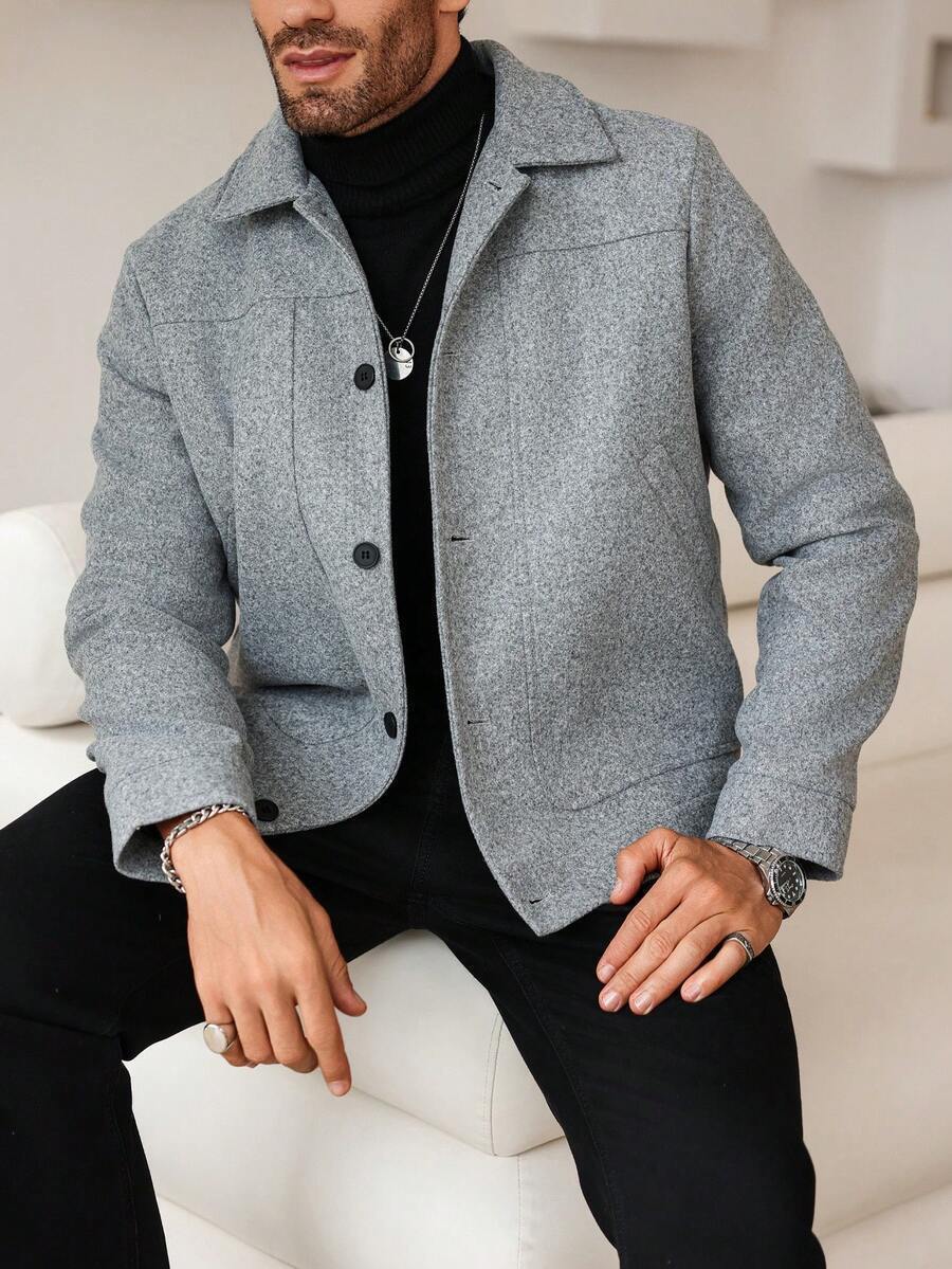 Slim Lapel-Collar Jacket in Gray