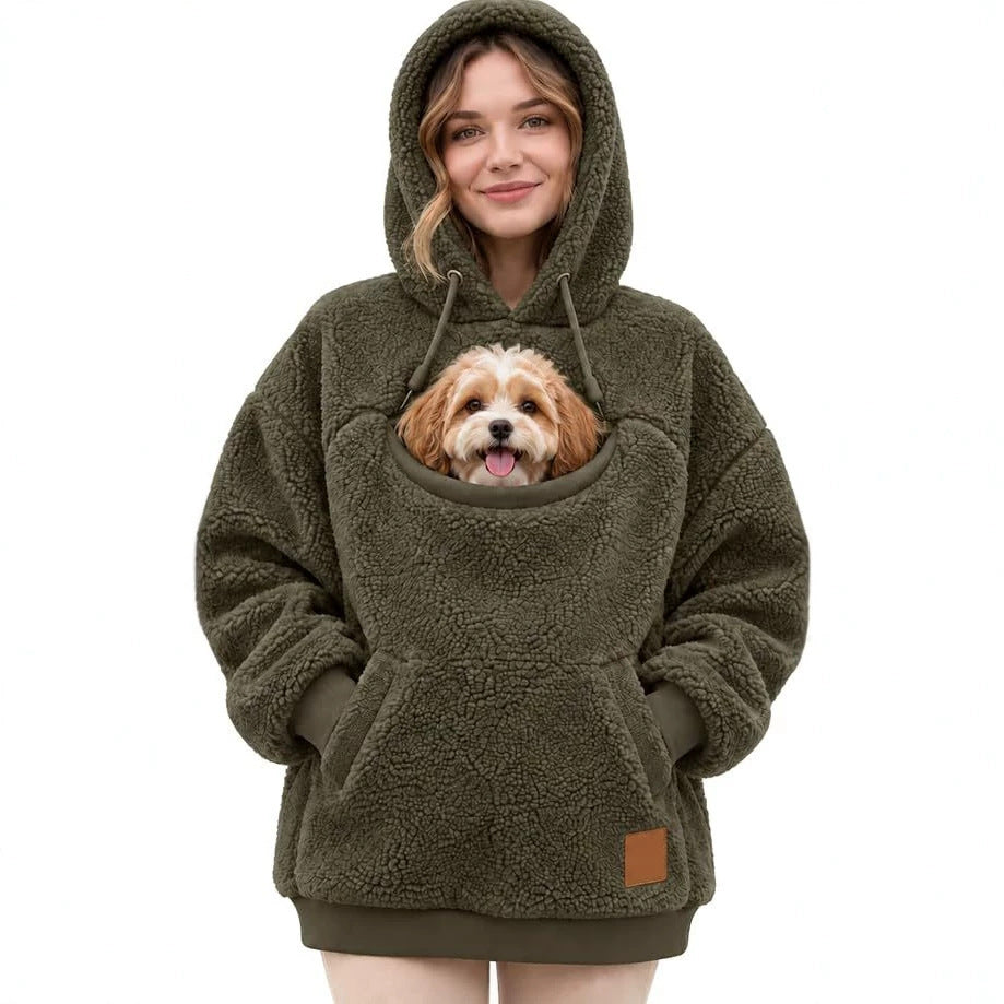 Plush Fleece Pullover Sweater in Olive Green