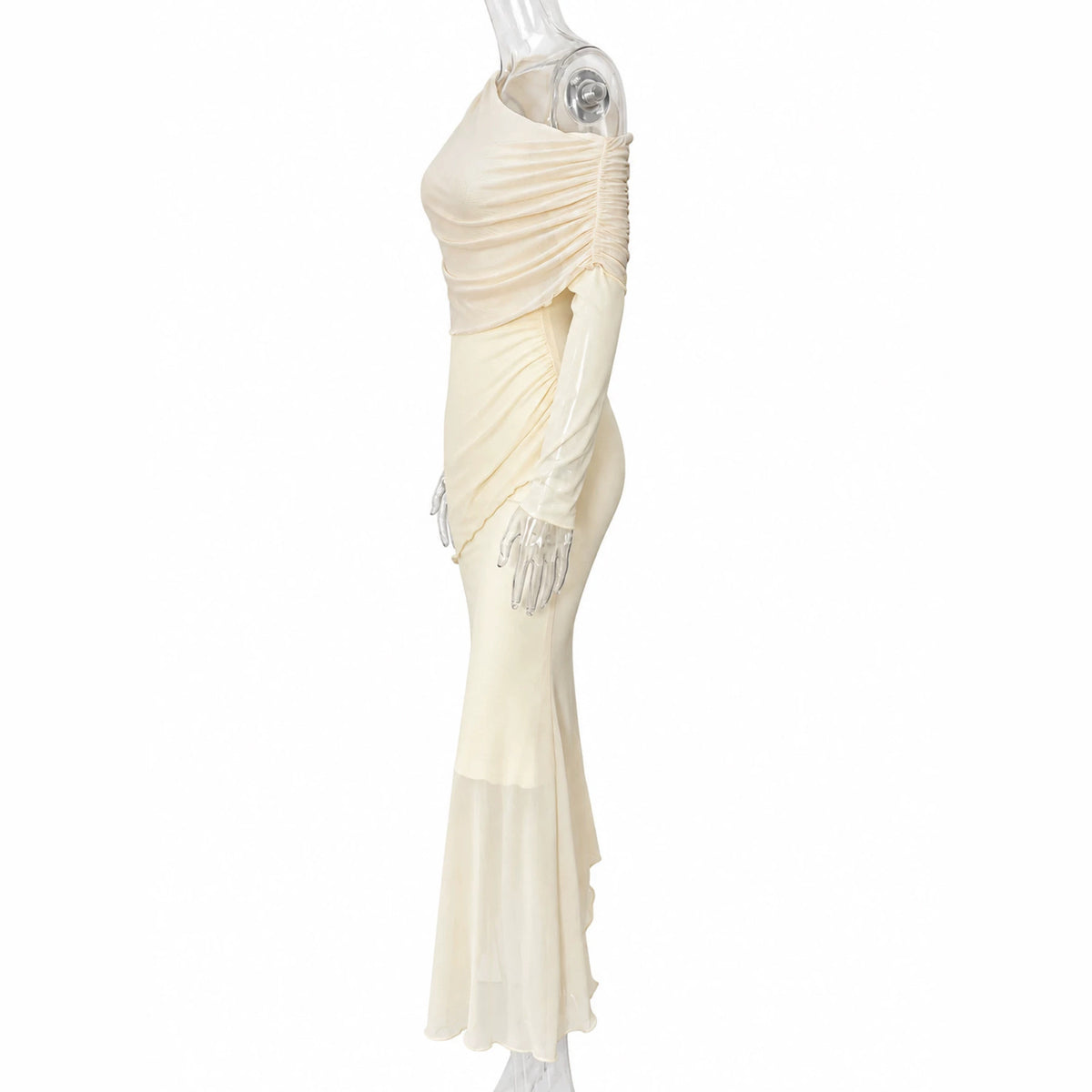 Off-Shoulder Mesh-Hem Bodycon Dress, view 3