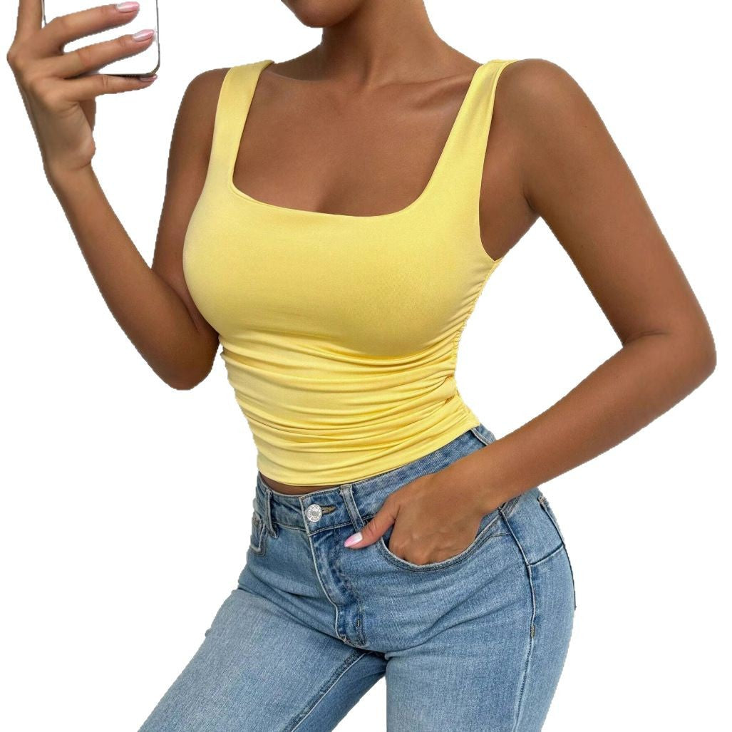 Slim cropped camisole with fixed shoulder straps