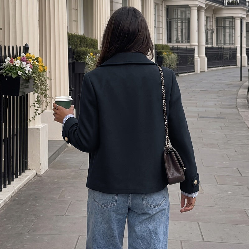 Classic Relaxed-Fit Navy Coat, view 2