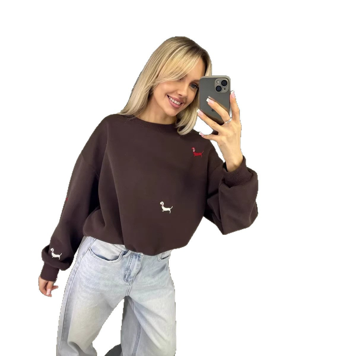 Puppy Print Crewneck Sweatshirt, view 5