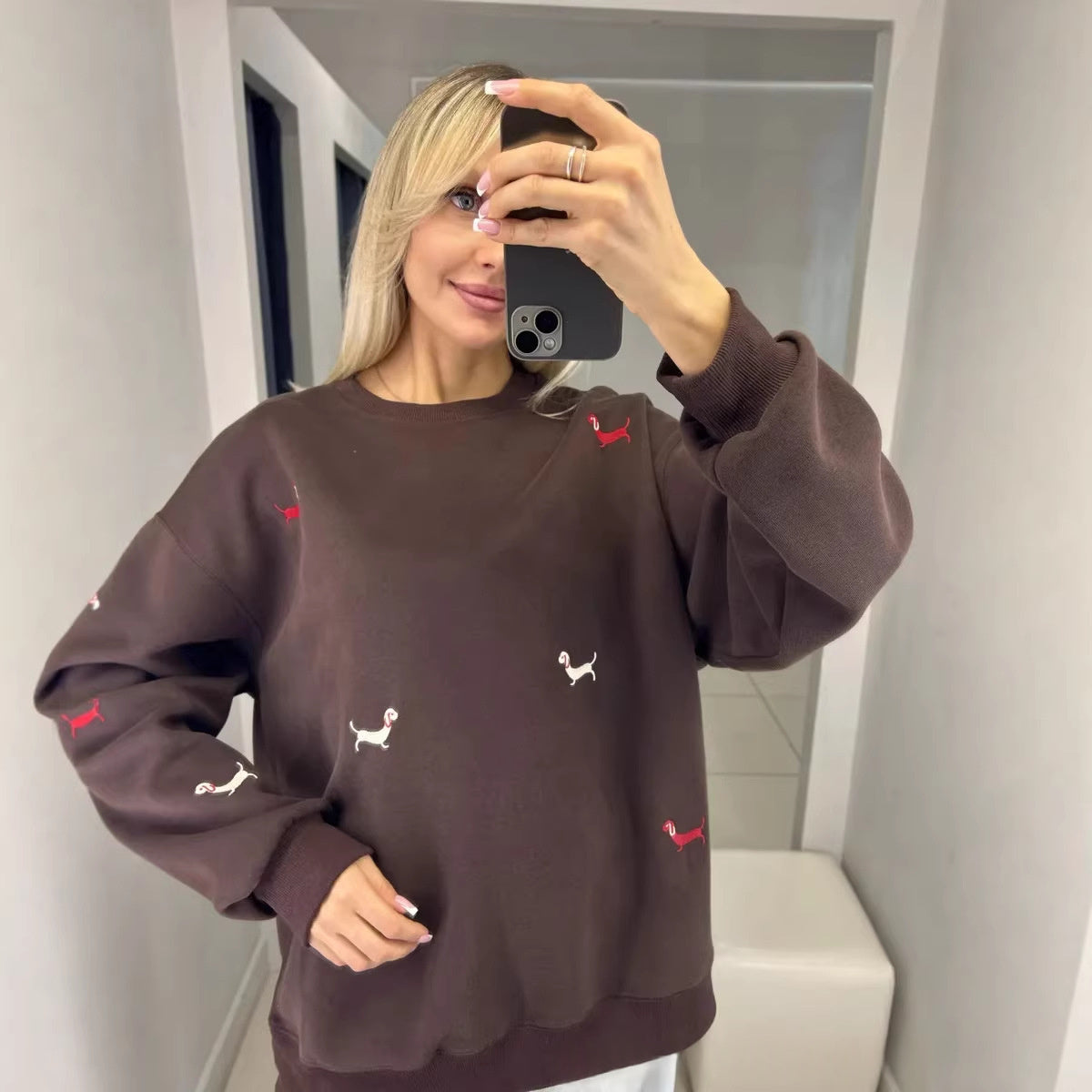 Puppy Print Crewneck Sweatshirt, view 2