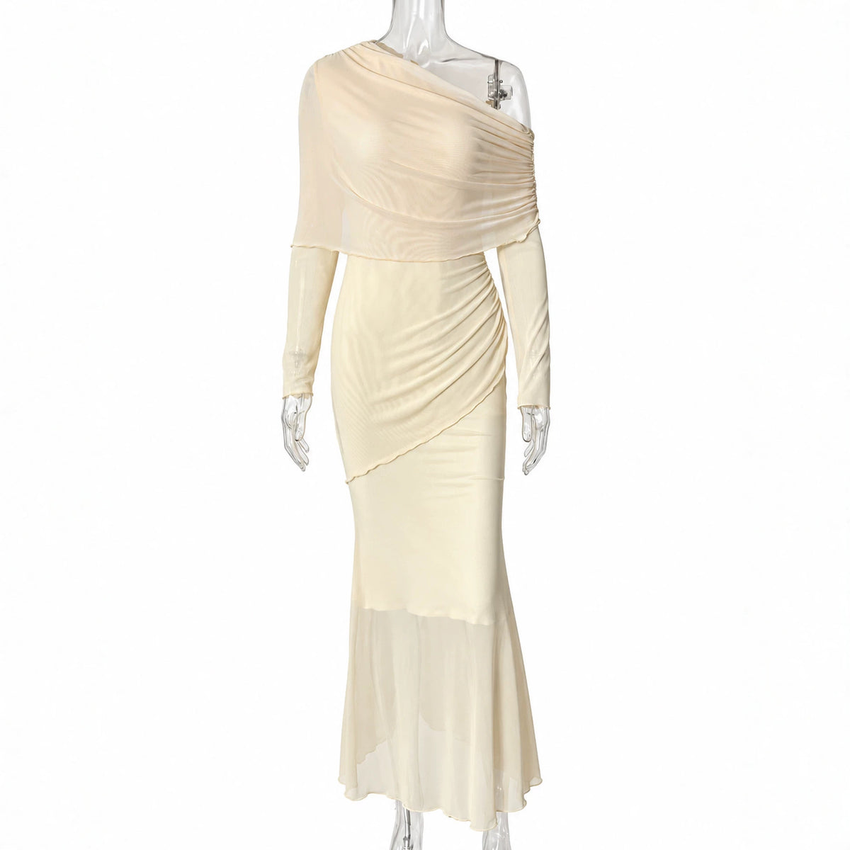 Off-Shoulder Mesh-Hem Bodycon Dress, view 2