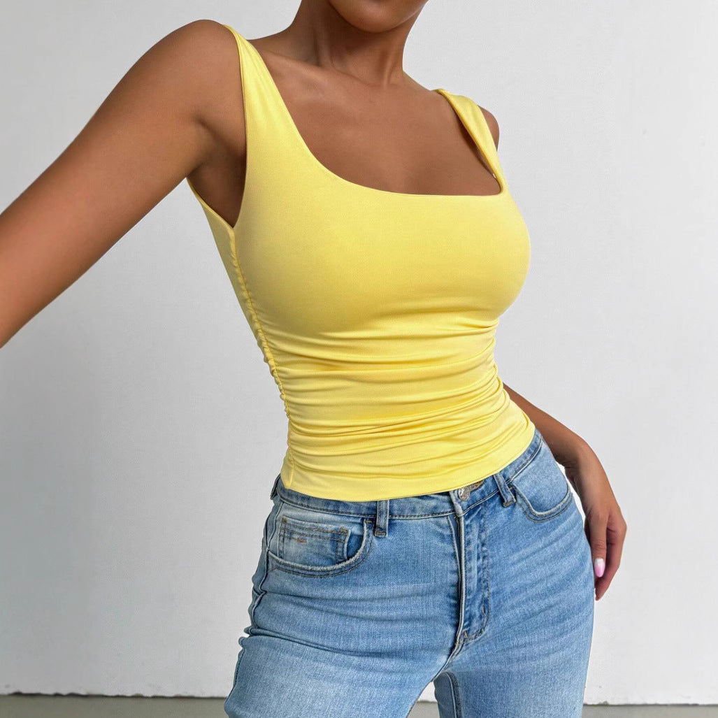 Slim cropped camisole with fixed shoulder straps