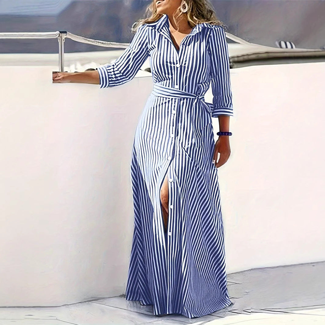 Long-Sleeve A-Line Maxi Dress, view 2