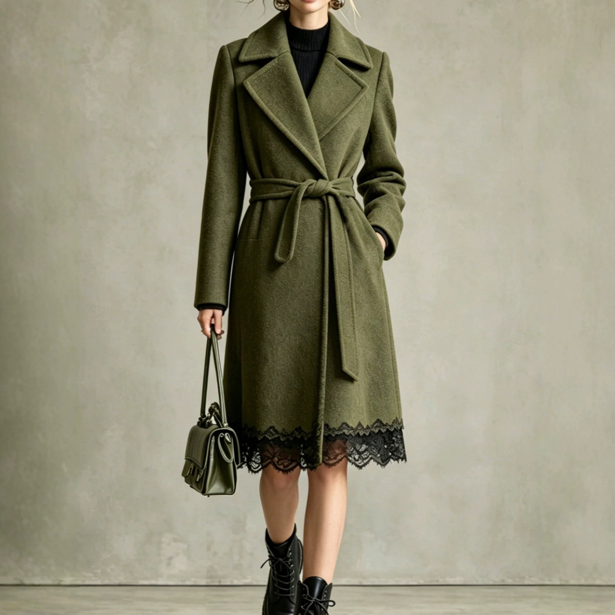 Tie-Waist Notch-Collar Coat by Nue Haven