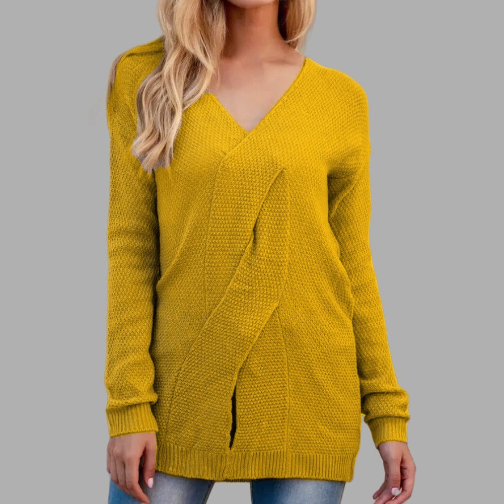 V-neck knit pullover sweater
