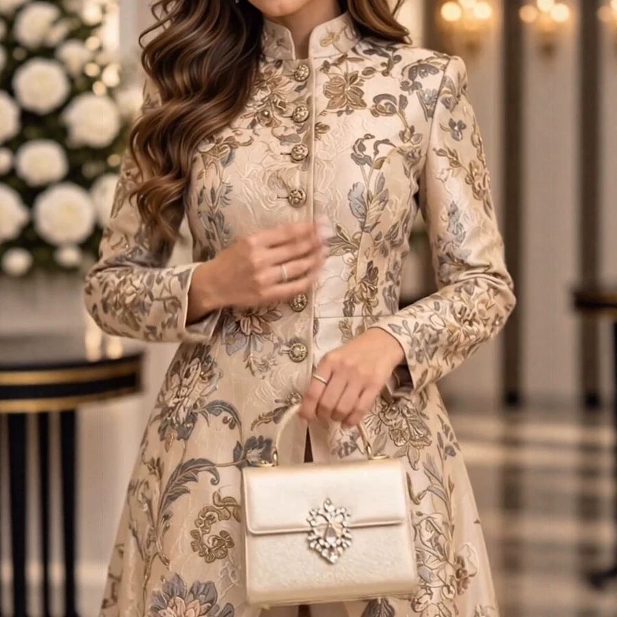 Printed Jacket and Wide-Leg Pants Set, view 3
