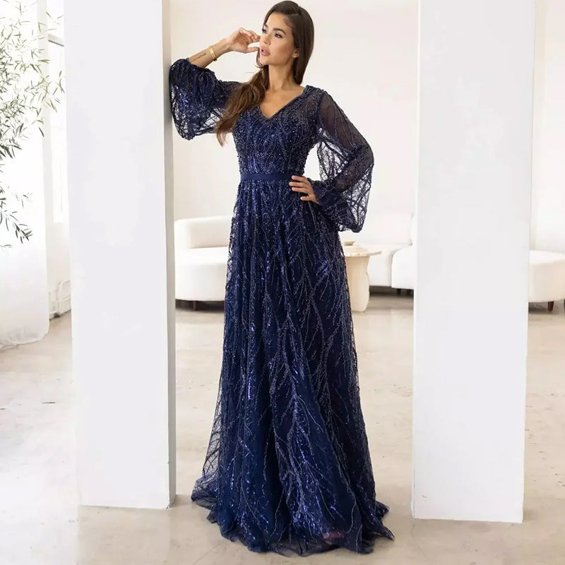 Sequin Fringe V-Neck Maxi Dress, view 2