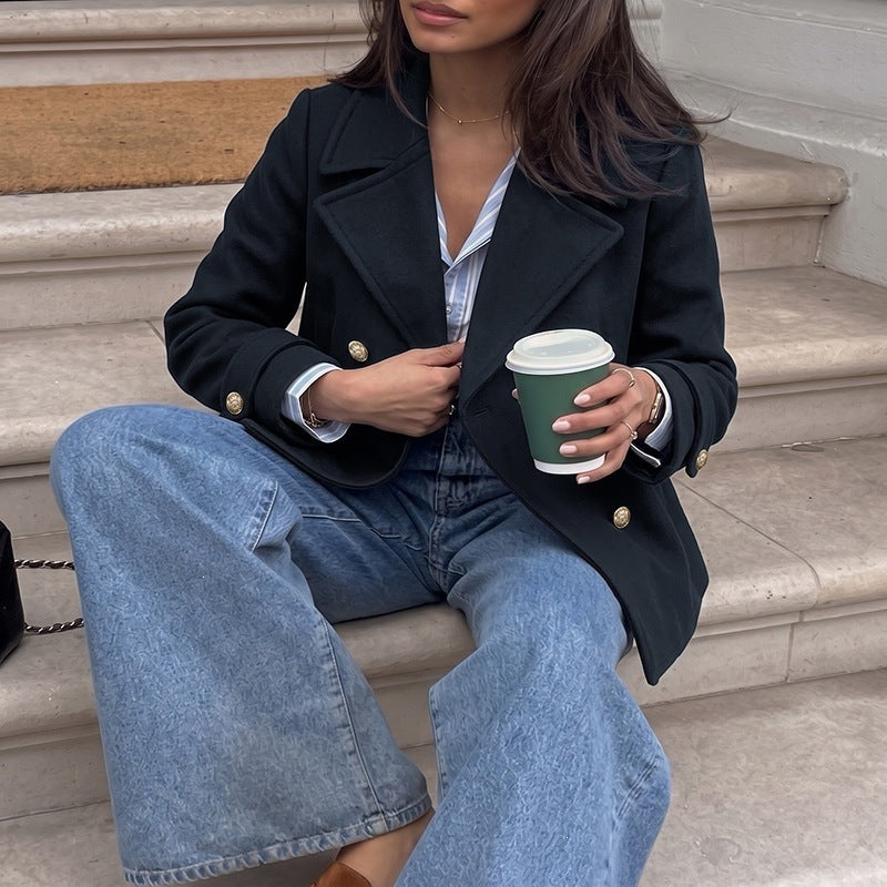 Classic Relaxed-Fit Navy Coat, view 4