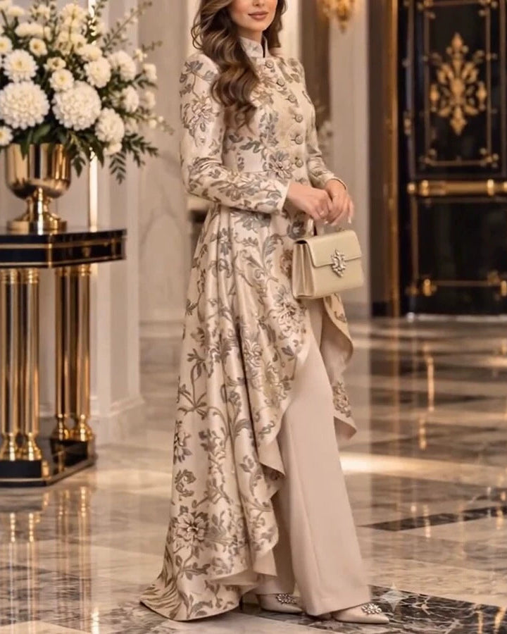 Printed Jacket and Wide-Leg Pants Set by Nue Haven