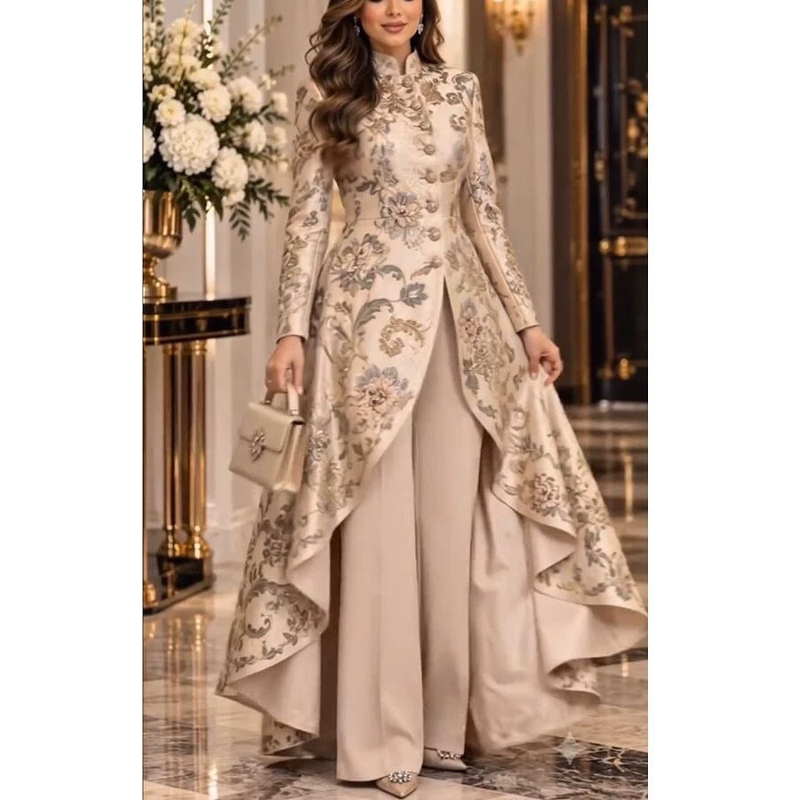 Printed Jacket and Wide-Leg Pants Set, view 2