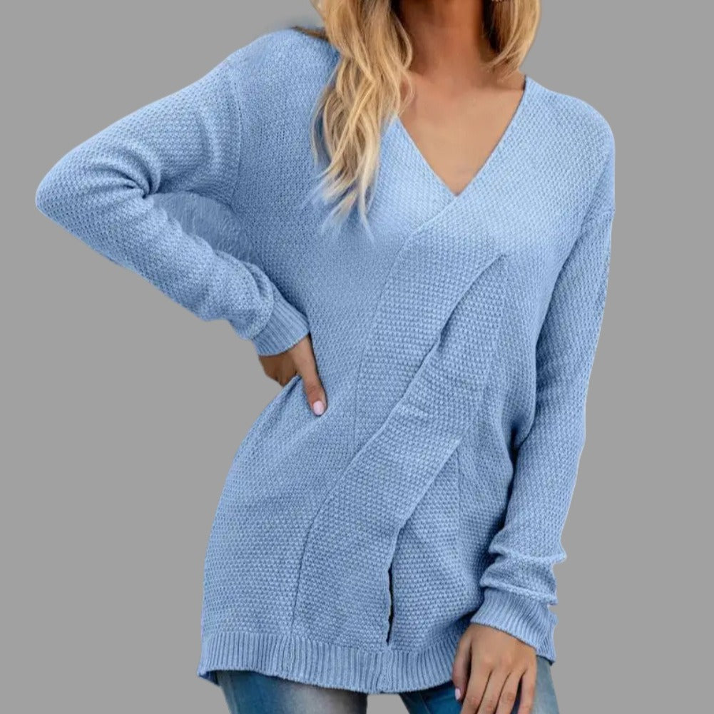 V-neck knit pullover sweater