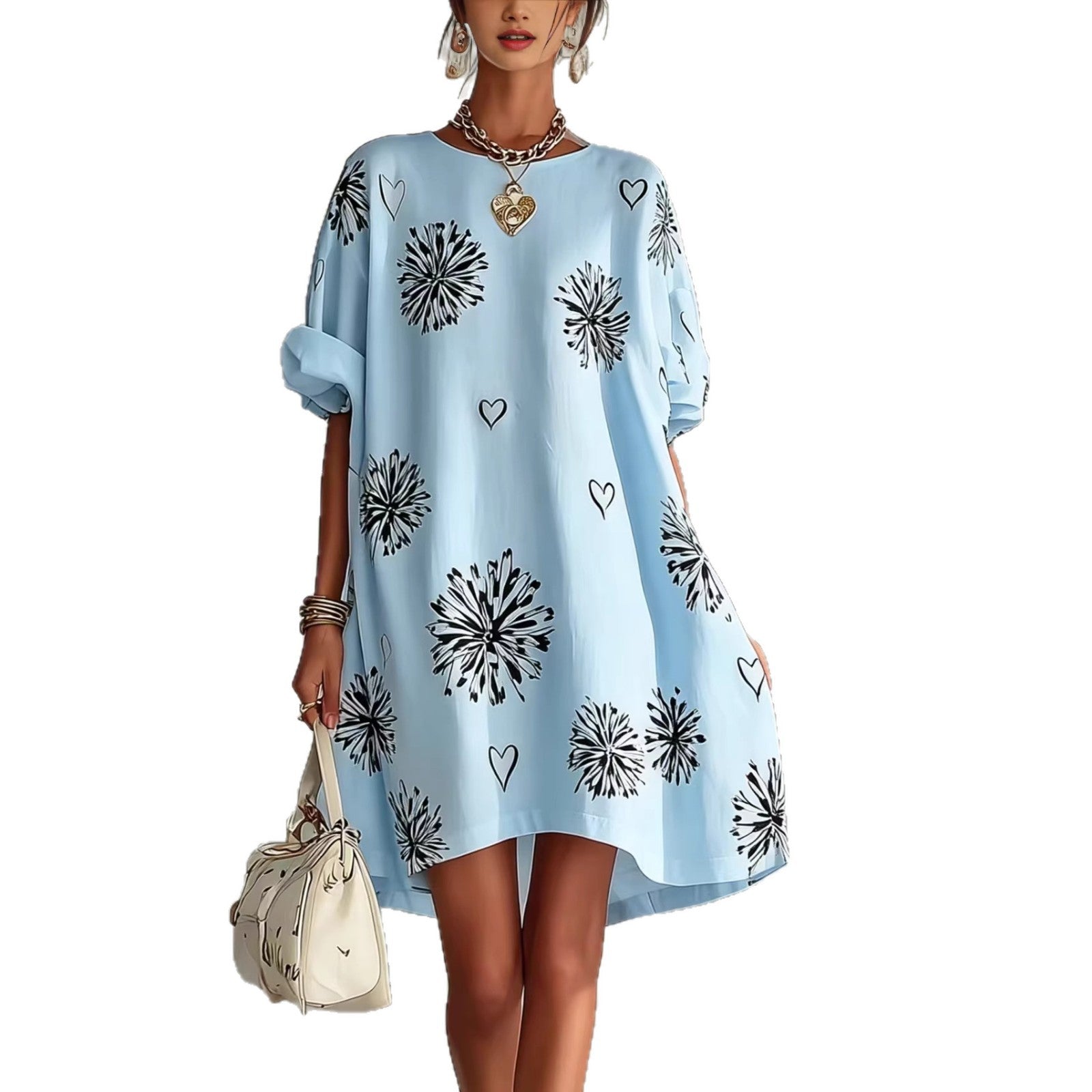 Puff sleeve dress with full skirt