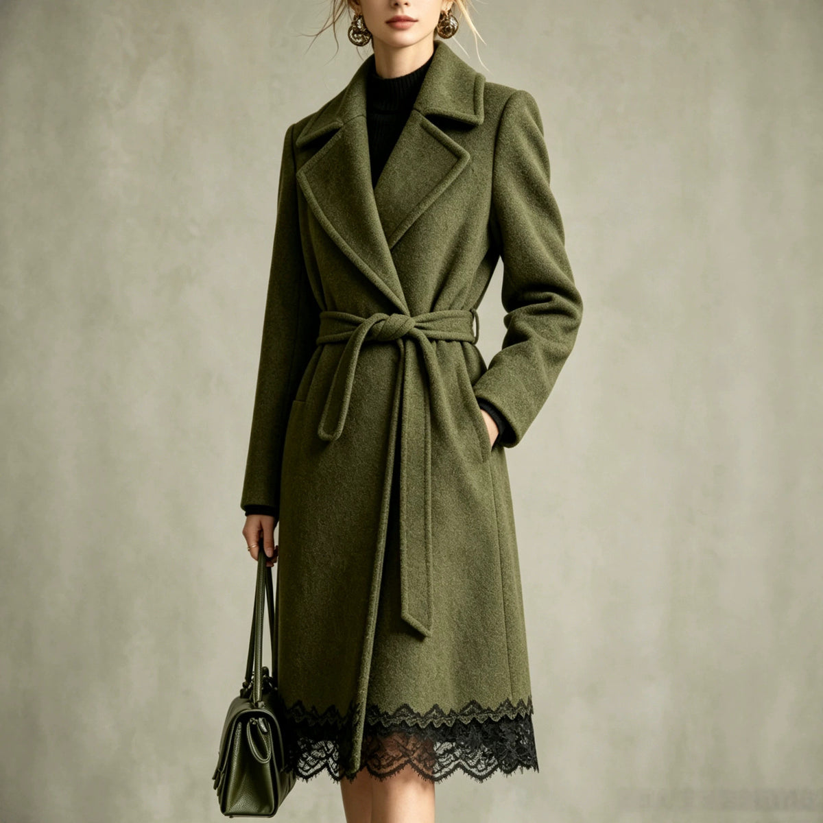 Tie-Waist Notch-Collar Coat, view 4