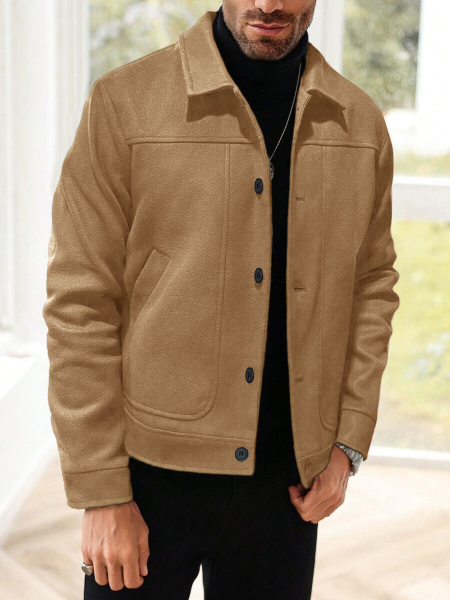 Slim Lapel-Collar Jacket in Khaki