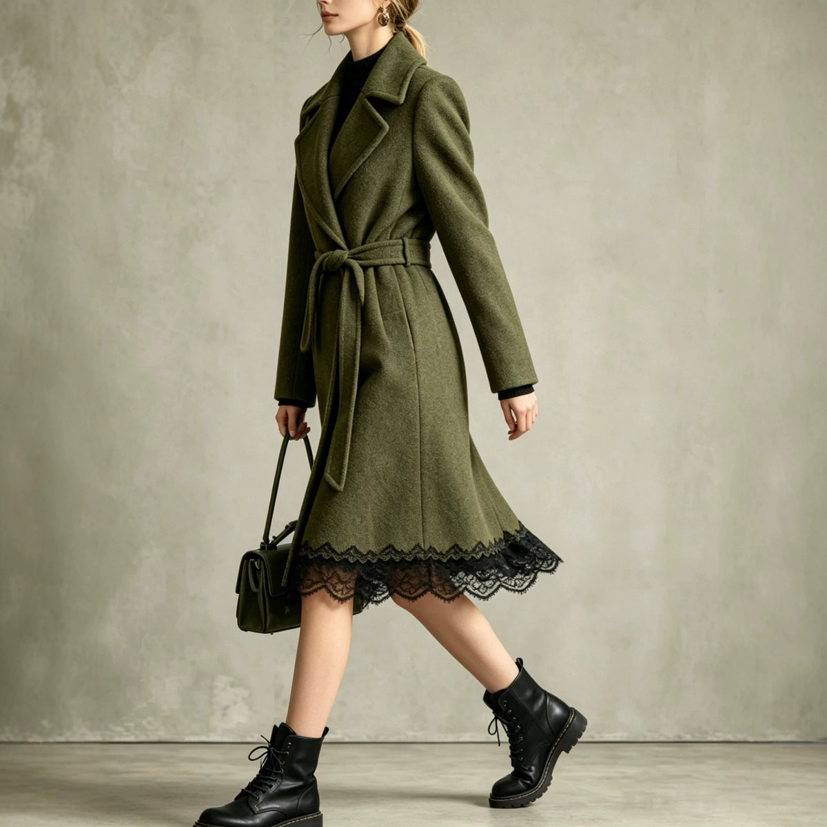 Tie-Waist Notch-Collar Coat, view 3