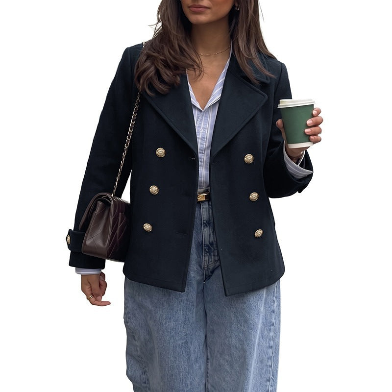 Classic Relaxed-Fit Navy Coat, view 5