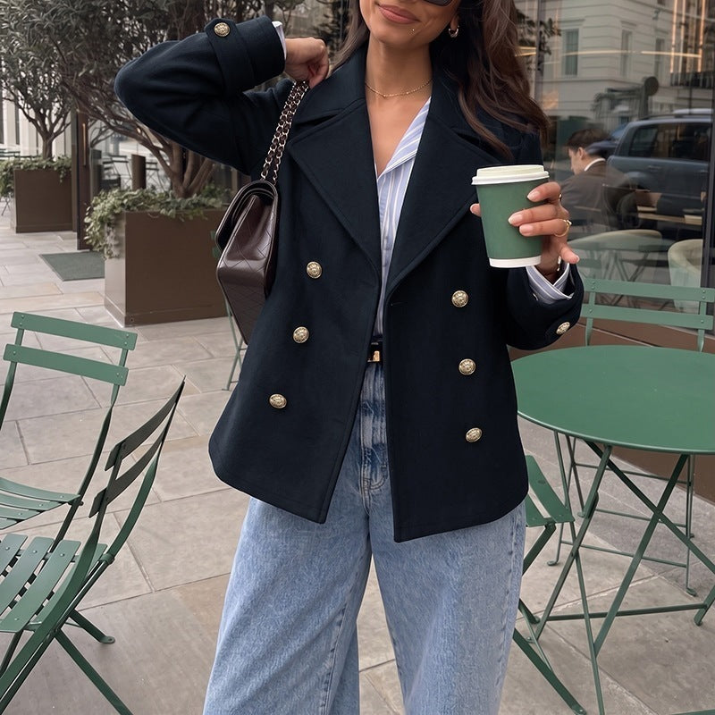 Classic Relaxed-Fit Navy Coat, view 3