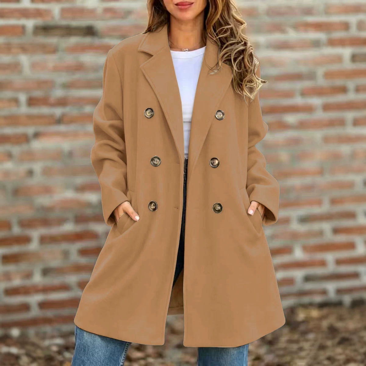 Long Lapel Double-Breasted Coat by Nue Haven