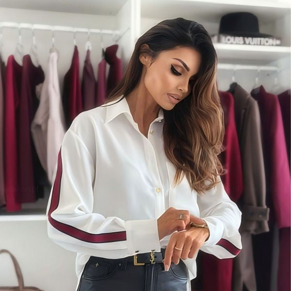 π§‘ Chic Autumn Lapel Shirt β Long Sleeve Striped Blouse for Effortless Style π