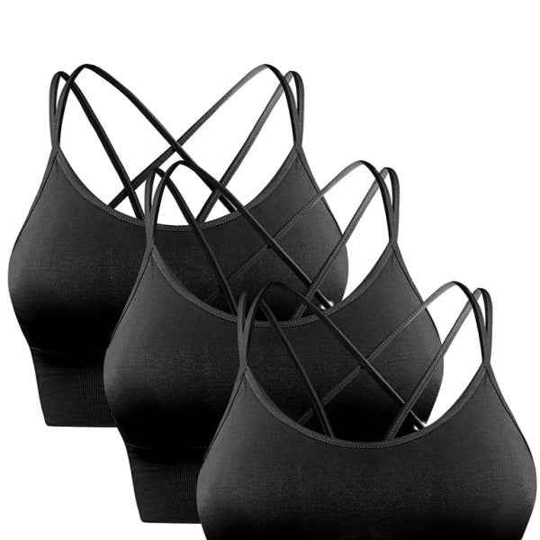 π₯ 3 Pack Women's Sports Bra - Padded Crisscross Back, Seamless & Comfy for Yoga & Workouts π₯