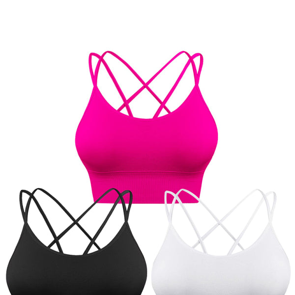 π₯ 3 Pack Women's Sports Bra - Padded Crisscross Back, Seamless & Comfy for Yoga & Workouts π₯