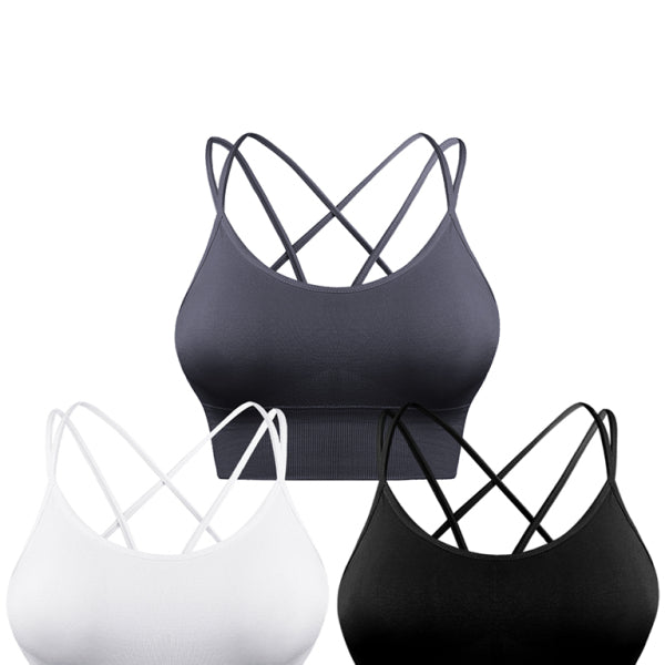 π₯ 3 Pack Women's Sports Bra - Padded Crisscross Back, Seamless & Comfy for Yoga & Workouts π₯
