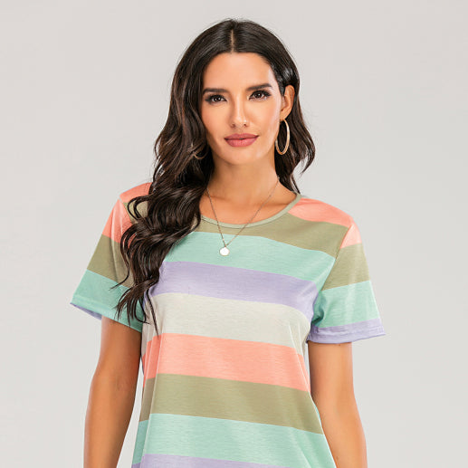 π©· Cozy Rainbow Striped Pajama Set β Cute & Comfy Sleepwear for Women π