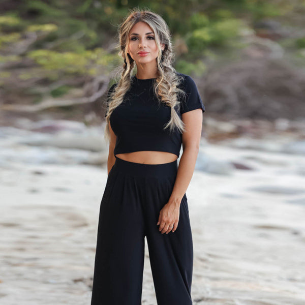 β¨ Cozy & Chic Two-Piece Lounge Set β Trendy Round Neck Tee + Comfy Pants for Everyday Style β¨