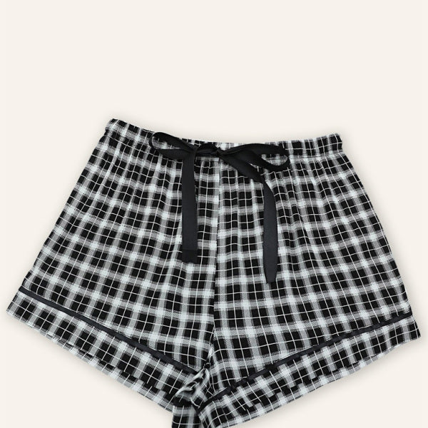 Cozy & Chic Plaid Pajama Shorts for Women – Soft Knit Loungewear for All-Day Comfort
