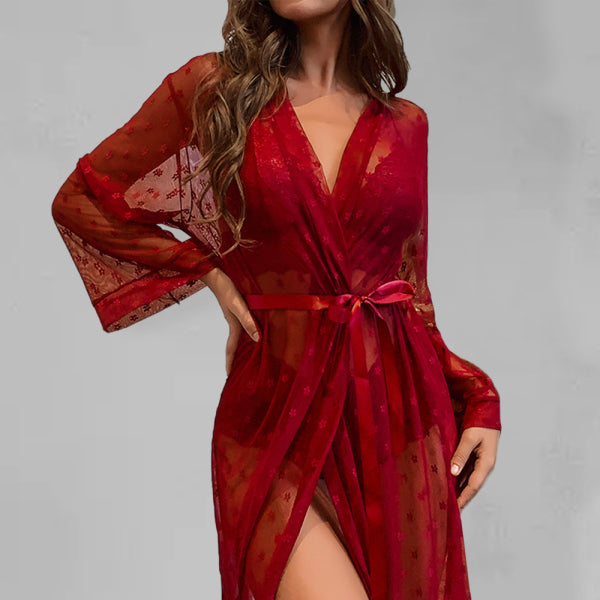 π₯ Sexy Sheer Mesh 4-Piece Pajama Set β Lace Lingerie for a Glam Night β¨
