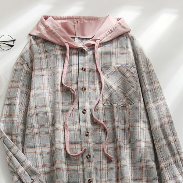 ποΈ Cozy Chic Women's Plaid Hoodie Jacket β Trendy Button-Down Shacket for Any Season β¨