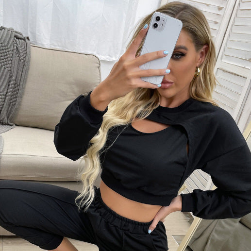 ποΈ Trendy Hollow-Out Two Piece Sports Set β Chic & Comfy Lounge Outfit ποΈ