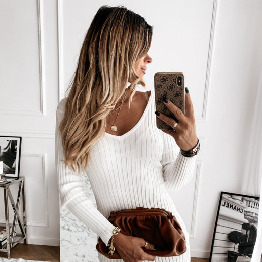 🧡 Cozy Chic Long Sleeve Sweater Dress – Fall Winter Must-Have ❄️