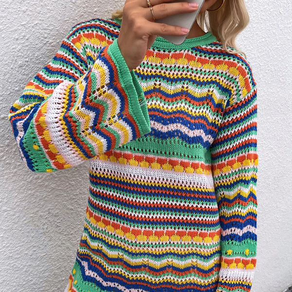 🌈 Cozy & Chic Rainbow Stripe Sweater Dress – Trendy & Comfy Must-Have ✨