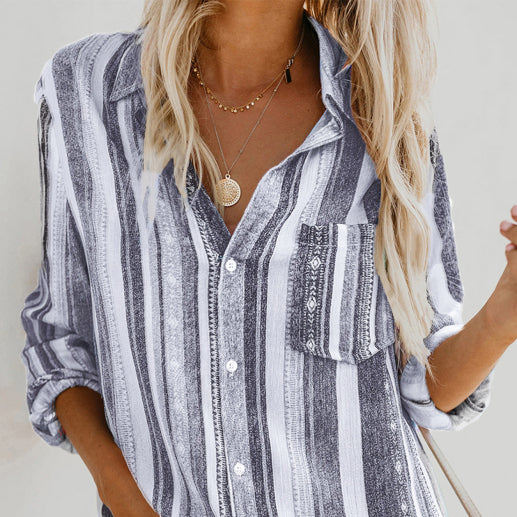 β¨ Striped Button-Up Shirt β Colorful & Chic Long Sleeve Top for Any Season β¨