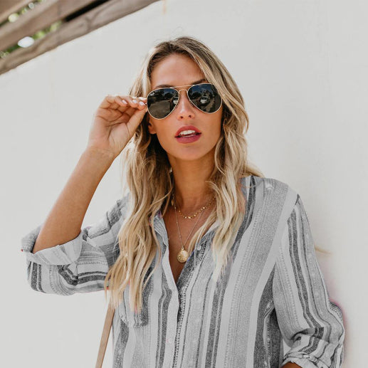 β¨ Striped Button-Up Shirt β Colorful & Chic Long Sleeve Top for Any Season β¨