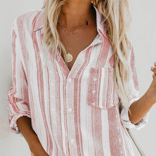 β¨ Striped Button-Up Shirt β Colorful & Chic Long Sleeve Top for Any Season β¨