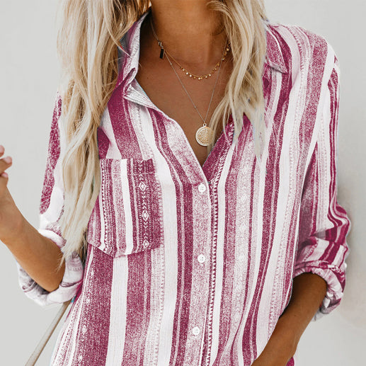β¨ Striped Button-Up Shirt β Colorful & Chic Long Sleeve Top for Any Season β¨