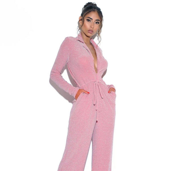 🔥 Women's Sexy Deep V-Neck Wide-Leg Jumpsuit – Chic & Elegant Outfit ✨