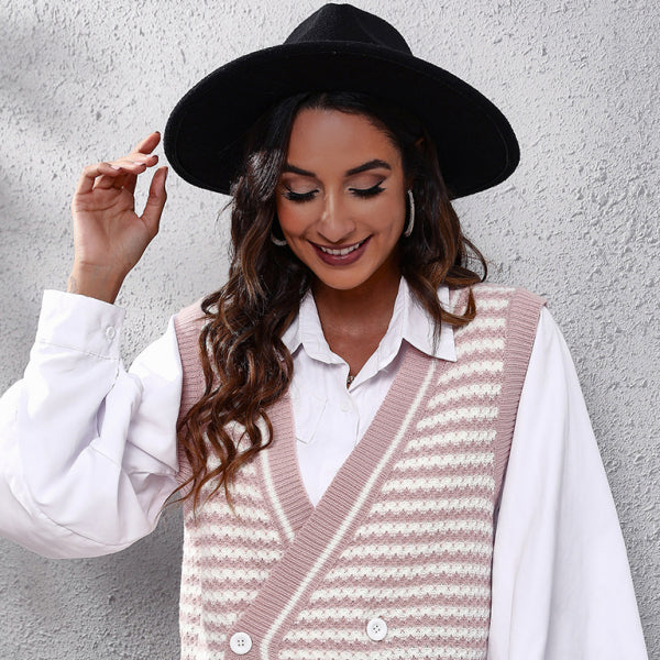 π§‘ Trendy Striped Knit Sweater Vest β Cozy & Chic Layer for Fall π