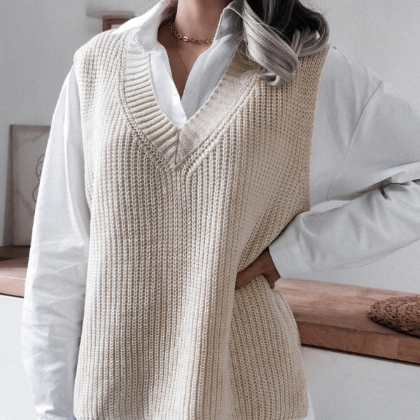 π§‘ Cozy Chic V-Neck Sweater Vest β Stylish, Loose & Comfy Knit for Fall π