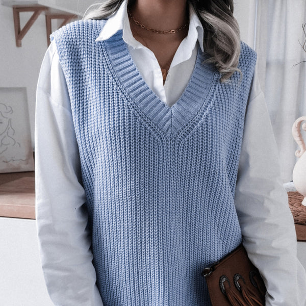 π§‘ Cozy Chic V-Neck Sweater Vest β Stylish, Loose & Comfy Knit for Fall π