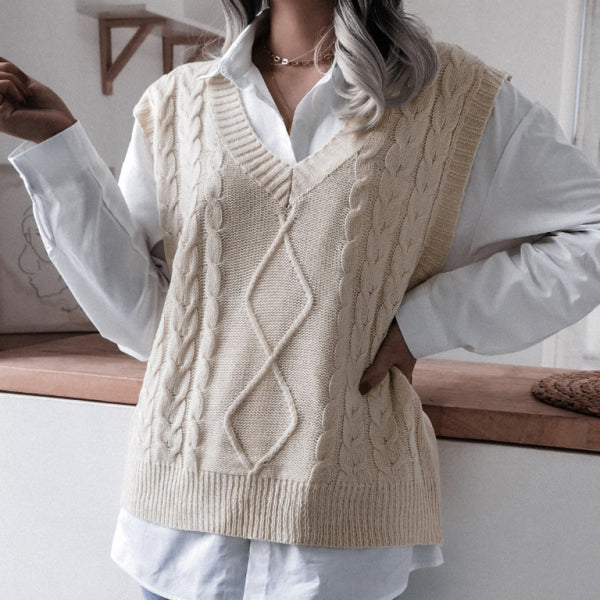 π§‘ Cozy Chic V-Neck Knit Sweater Vest β Trendy, Loose & Stylish for Fall π
