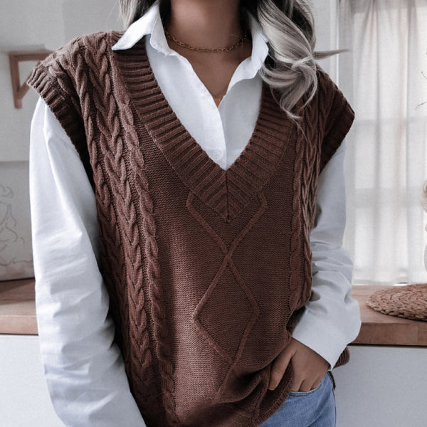 π§‘ Cozy Chic V-Neck Knit Sweater Vest β Trendy, Loose & Stylish for Fall π