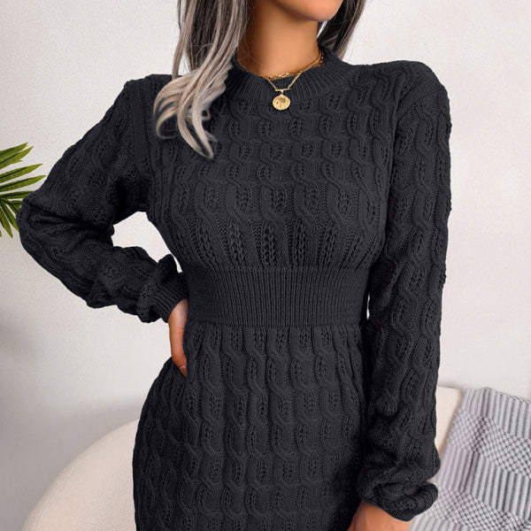 ✨ Cozy Chic Knit Sweater Dress Long Sleeve Waist Hugging Mini – Fall Winter Must-Have ✨