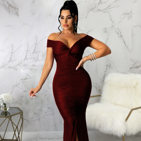 ✨ Sexy V-Neck Ruched Bodycon Dress – Perfect for Date Night & Parties ✨