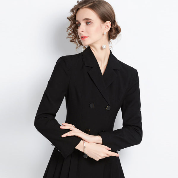 β¨ Chic Double-Breasted Blazer Dress β Elegant Long Sleeve Suit Jacket for Work & Party β¨